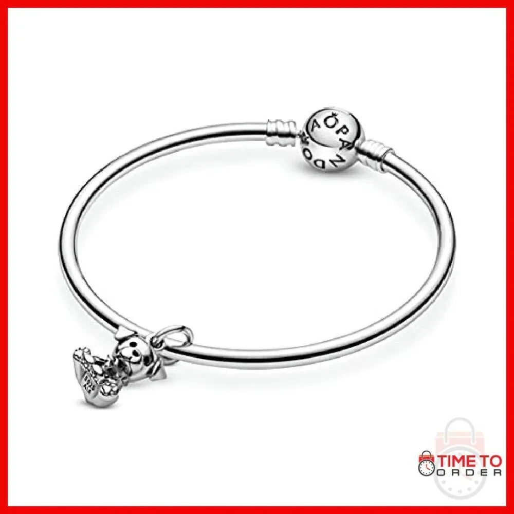 Sterling Silver Labrador Dog Dangle Charm with Bone Collar